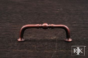 RKI CP-04-ATDC: 3" cc Colonial Decorative Elongated D-Handle Cabinet Pull - Distressed Copper
