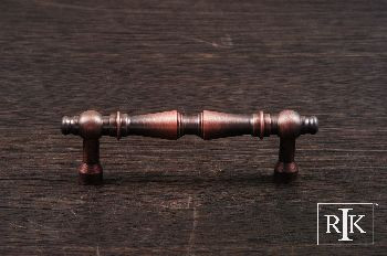 RKI CP-1622-DC: 3" cc Plain Tapered Cabinet Pull - Distressed Copper