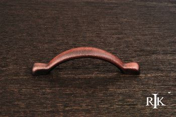 RKI CP-3711-DC: 3" cc Smooth Decorative Bow Cabinet Pull - Distressed Copper