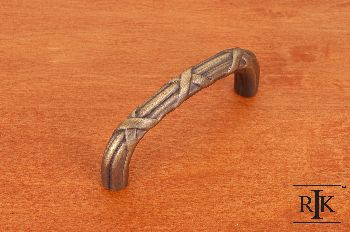 RKI CP-856-AE: 3" cc Lines And Crosses Cabinet Pull - Antique English