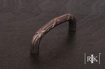 RKI CP-856-DC: 3" cc Lines And Crosses Cabinet Pull - Distressed Copper