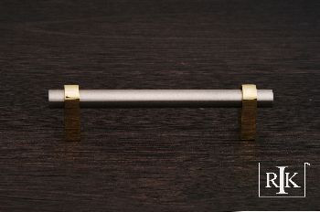 RKI CP-55: 3-1/2" cc Plain Rod Cabinet Pull - Pewter & Brass