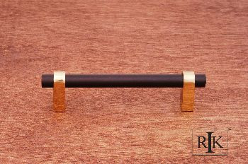 RKI CP-55-BRB: 3-1/2" cc Plain Rod Cabinet Pull - Oil Rubbed Bronze & Polished Brass