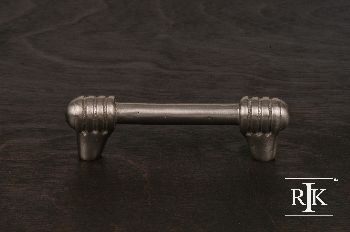 RKI CP-813-P: 3" cc Distressed Rod w/Swirl Ends Cabinet Pull - Pewter