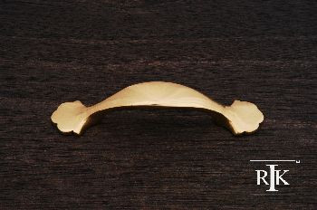 RKI CP-41: 3" cc Ornate Foot Bow Cabinet Pull - Polished Brass