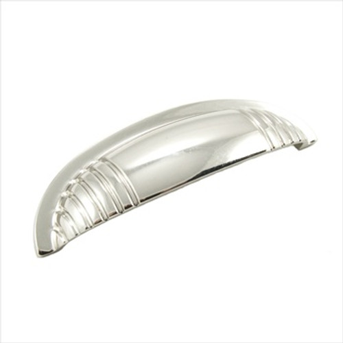 RKI CF-983-PN: 4" cc Ridges at Edge Cup Cabinet Pull - Polished Nickel