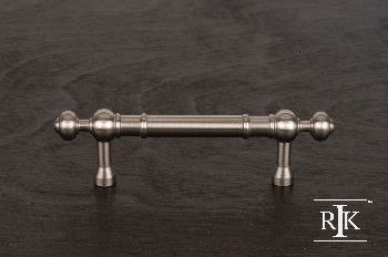 RKI CP-815-P: 3" cc Plain Cabinet Pull w/Decorative Ends - Pewter