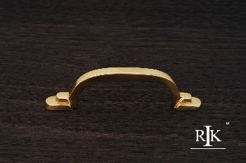 RKI CP-42: 3" cc Two Step Foot Rectangular Cabinet Pull - Polished Brass