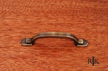 RKI CP-42-AE: 3" cc Two Step Foot Rectangular Cabinet Pull - Antique English