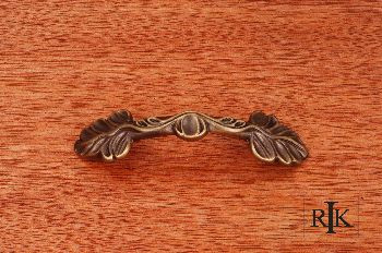 RKI CP-402-AE: 3" cc Two Leaf Arch Cabinet Pull - Antique English