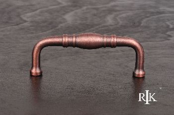 RKI CP-807-DC: 3" cc Barrel D-Handle Cabinet Pull - Distressed Copper