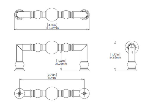 Richelieu BP878996CHBRZ: 96mm cc Firenze Cabinet Pull - Champagne Bronze Richelieu BP878996CHBRZ: 96mm cc Firenze Cabinet Pull - Champagne Bronze