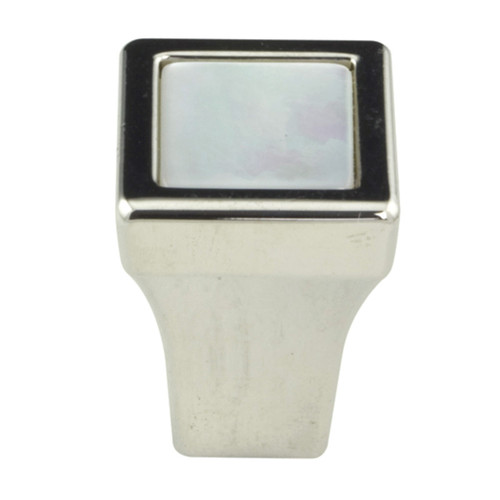 Richelieu 302415180PEA: 19/32" Precous Materials Square Cabinet Knob - Polished Nickel, Pearl