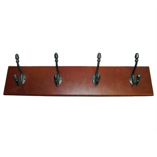 Richelieu T37923900: 24" Classic 4-Hook Wall Rack - Matte Black/Cherry