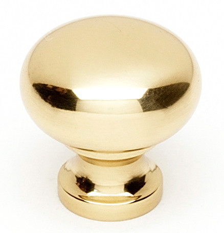 Alno A1066-PB/NL: 3/4" Traditional Cabinet Knob - Unlacquered Brass