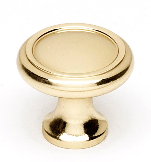 Alno A1150-PB/NL: 1" Traditional Cabinet Knob - Unlacquered Brass
