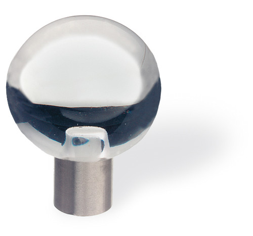 Schwinn 51948: 15mm Cabinet Knob - Brushed Stainless Steel/Clear Glass