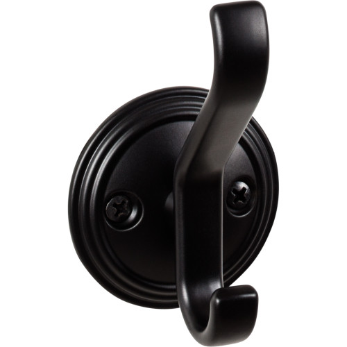 Top Knobs TK1061BLK: Reeded Double Wall Hook - Flat Black