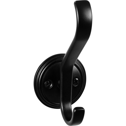 Top Knobs TK1062BLK: Reeded Double Wall Hook - Flat Black