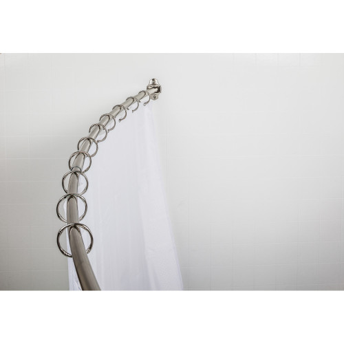 Elements SR02-SN-R: Adjustable Curved Round Shower Rod - Satin Nickel
