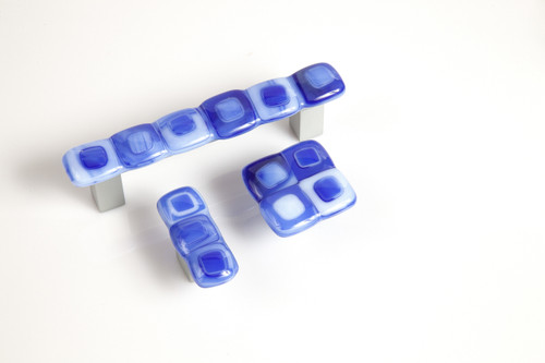 Grace White BG4: 4" cc Blue Gingham 4 Cabinet Pull - Shades of Blue Grace White BG4: 4" cc Blue Gingham 4 Cabinet Pull - Shades of Blue