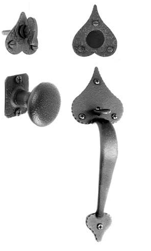 Acorn RT5BD: 11" Heart Handle/Knob Dummy Set - Black Rough Iron