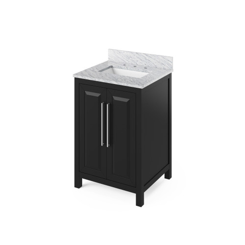Jeffrey Alexander 24" Cade Single Bowl Vanity - Black Cabinet with White Carrara Marble Top