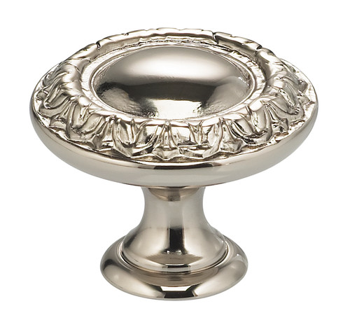 Omnia 7436/40.14: 1-9/16" Ornate Round Cabinet Knob - Polished Nickel