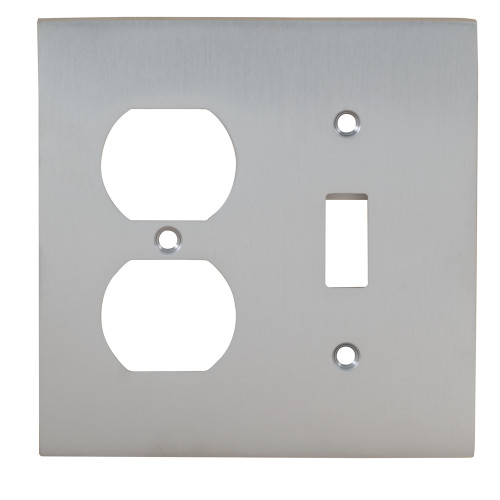 Omnia 8012/C.15: Single Toggle/Single Duplex Modern Switchplate - Satin Nickel