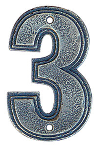 Hawk Hill CN3SP: 4-3/4" Classic Numeral 3 - Satin Pewter