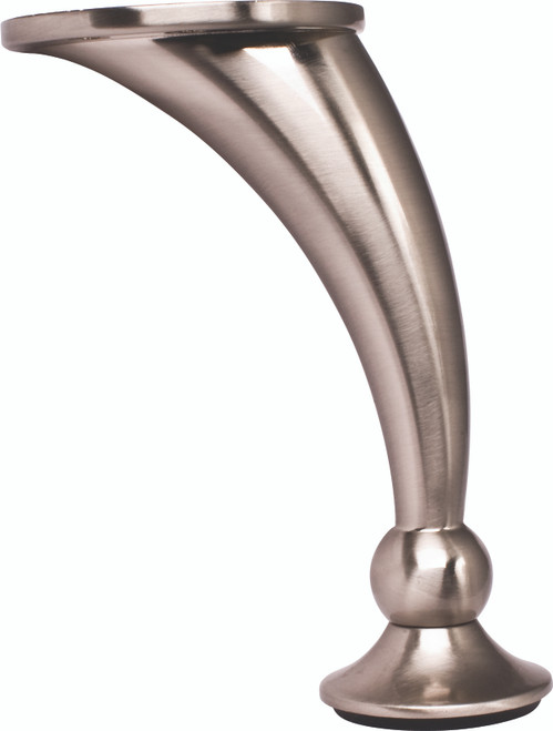 Hardware Resources 89102-SN: Adjustable Round Curved Furniture Leg - Satin Nickel