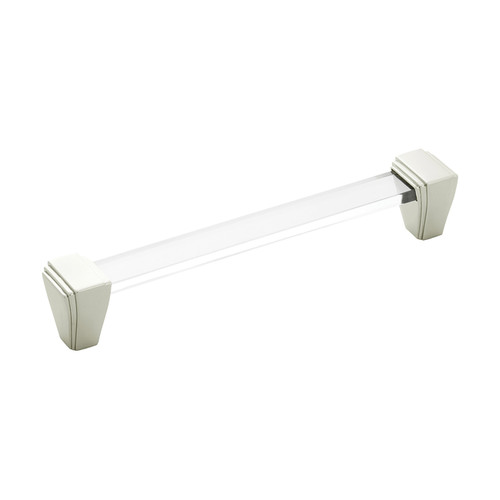 Belwith B077505-14: 160mm cc Belleclaire Cabinet Pull - Crysacrylic/Polished Nickel