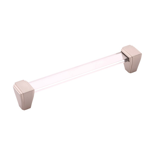 Belwith B077505-SN: 160mm cc Belleclaire Cabinet Pull - Crysacrylic/Satin Nickel