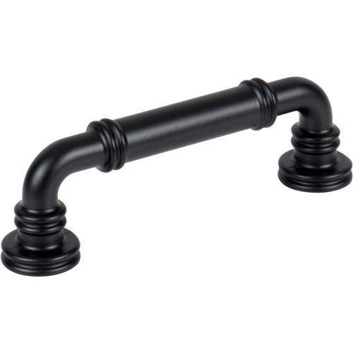 Top Knobs TK3141BLK: 3-3/4" cc Cranford D-Handle Cabinet Pull - Flat Black