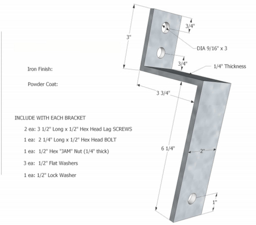 acorn-BHRBI: Z Bracket for Bypass Sliding Barn Door System - Black Iron