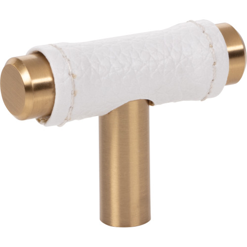 Atlas 288-WT-WB: 1-7/8" Zanzibar T-Bar Cabinet Knob - White/Warm Brass