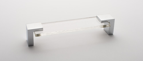 Sietto P-1200-PC: 5-5/8" cc Affinity Cabinet Pull - Clear w/Polished Chrome Base