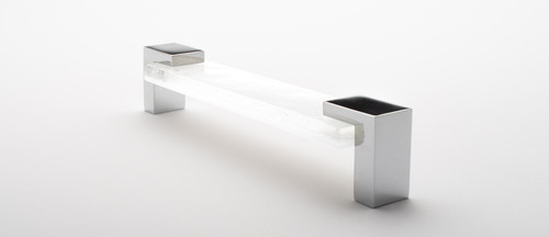 Sietto P-1201-PC: 5-5/8" cc Affinity Cabinet Pull - White w/Polished Chrome Base