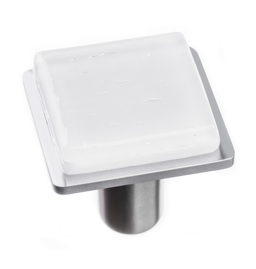 Sietto K-1300-SN: 1-1/4" Geometric Cabinet Knob - White w/Satin Nickel Base