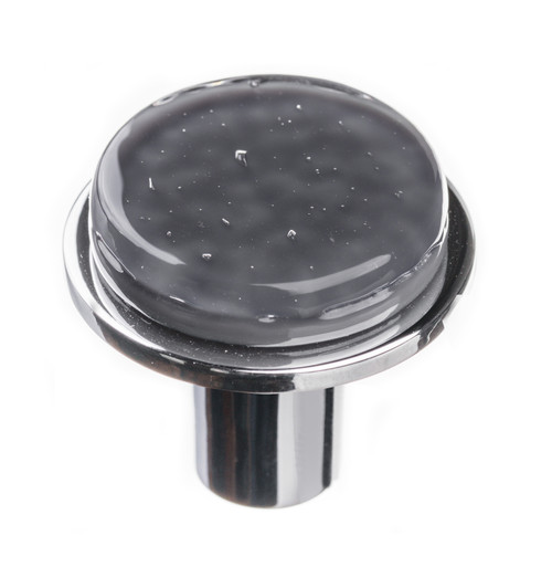 Sietto R-1301-PC: 1-1/8" Geometric Cabinet Knob - Slate Grey w/Polished Chrome Base