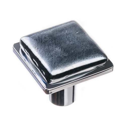 Sietto K-1302-PC: 1-1/4" Geometric Cabinet Knob - Iridescent Black w/Polished Chrome Base
