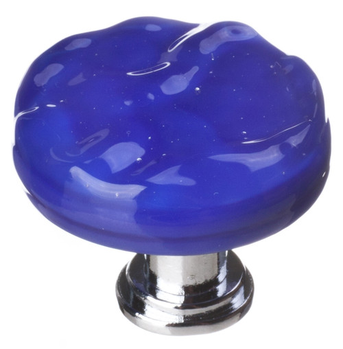 Sietto R-221-SN: 1-1/4" Glacier Cabinet Knob - Cobalt Blue w/Satin Nickel Base