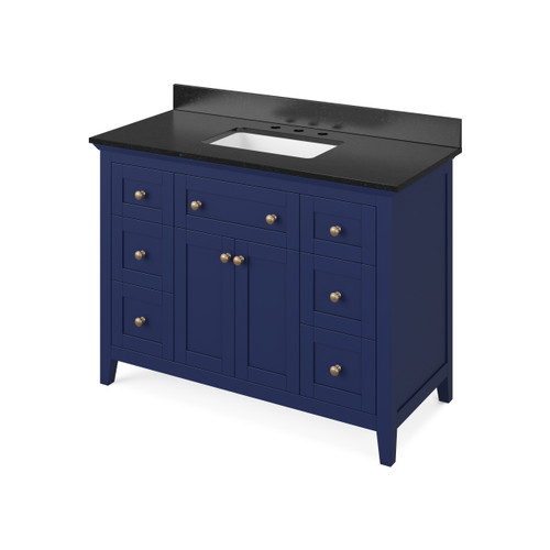 Jeffrey Alexander 48" Chatham Single Bowl Vanity - Hale Blue Cabinet with Black Granite Top