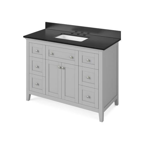 Jeffrey Alexander 48" Chatham Single Bowl Vanity - Grey Cabinet with Black Granite Top