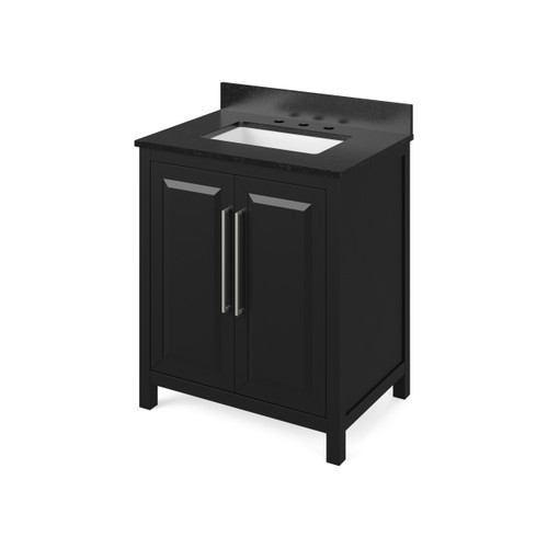 Jeffrey Alexander 30" Cade Single Bowl Vanity - Black Cabinet with Black Granite Top