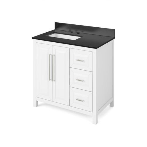 Jeffrey Alexander 36" Cade Single Bowl Vanity - White Cabinet with Black Granite Top