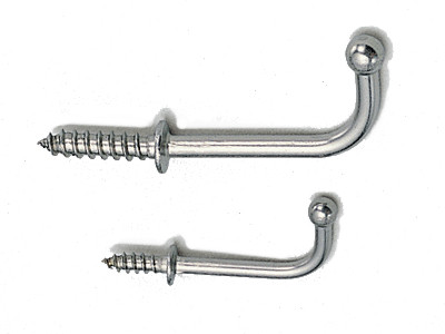 Sugatsune TY-40-15: 27mm Screw-In Wire Hook - Polished Stainless Steel