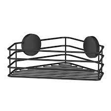 Smedbo BB1201: Beslagsboden Wall-Mount Corner Shower Basket (self-adhesive) - Matte Black