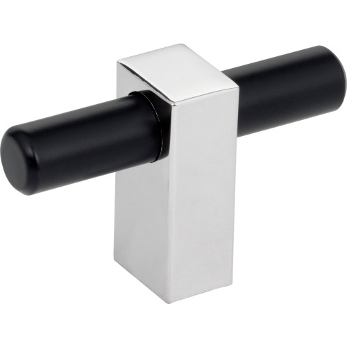 Jeffrey Alexander 478T-MBPC: 2-3/8" Larkin T-Bar Cabinet Knob - Polished Chrome/Matte Black