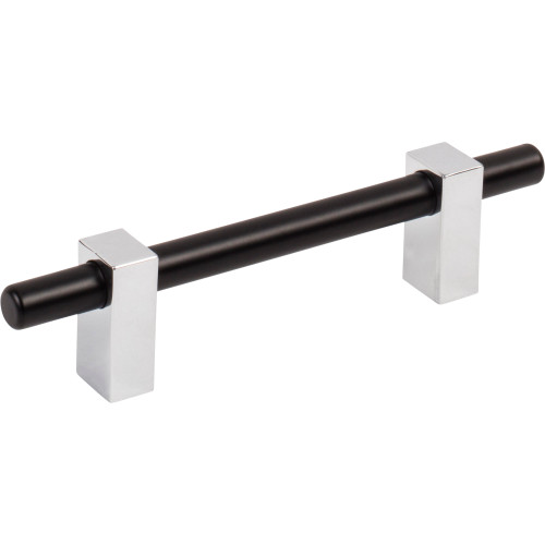 Jeffrey Alexander 478-96MBPC: 96mm cc Larkin Bar Cabinet Pull - Polished Chrome/Matte Black